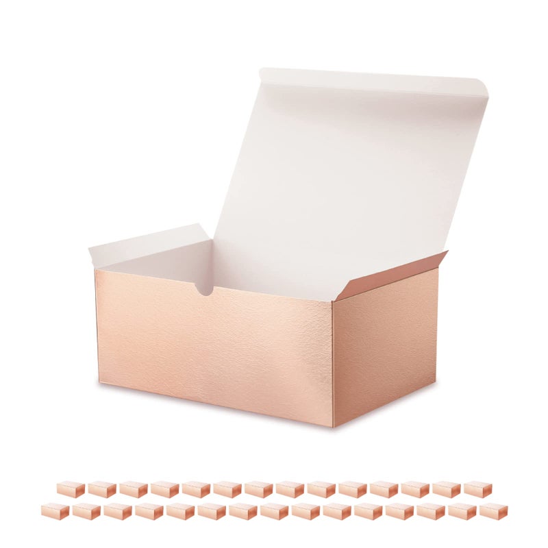 ROSEGLD 12 Large Gift Boxes with Lids 14.5x9.5x2 Inches, Rose Gold Gift Wrap Boxes (Glossy Rose Gold with Grain Texture) for Clothes, Apparel - Image 1